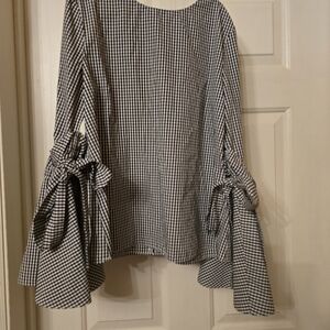 Elegant Black and White Checkered Blouse